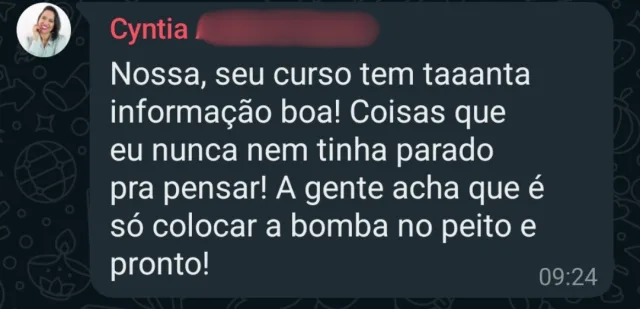 Print da mensagem de Cyntia